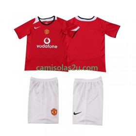 Camisolas de futebol Manchester United 2006 Retro Criança Equipamento Principal 2005 Manga Curta